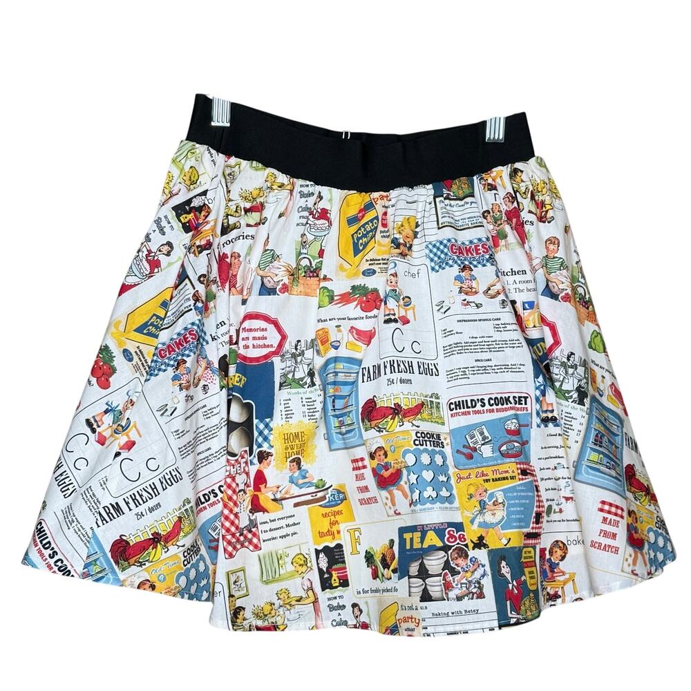 Unique Vintage Tulip B White Retro Ads A-line Swing Mini Skirt S NWT